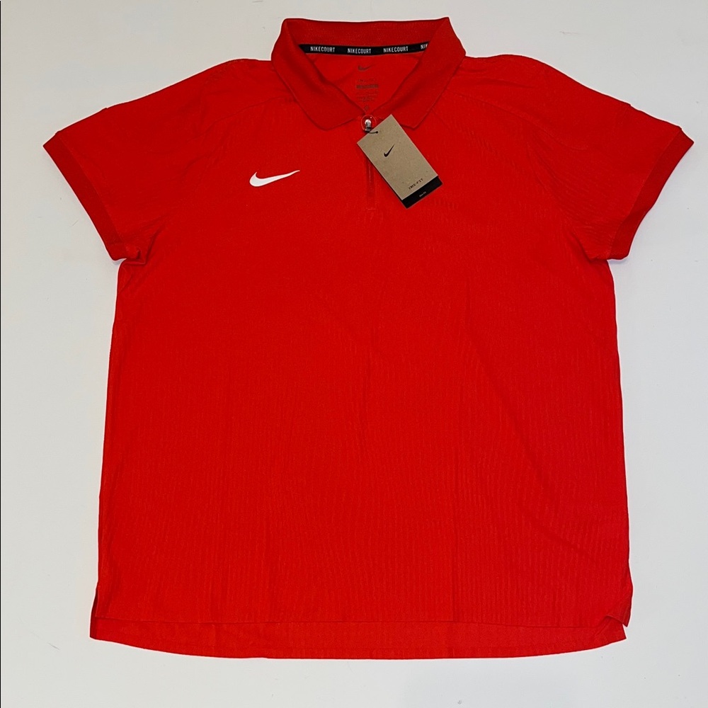 Nike Court Adv Slam Tennis Shirt 1/4 Zip Mens XL slim chili red dri- fit  $105
